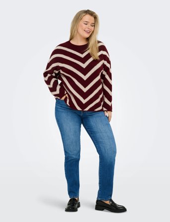 ONLY Carmakoma Careliza L/S Pullover Knt Noos - Red - 46-48