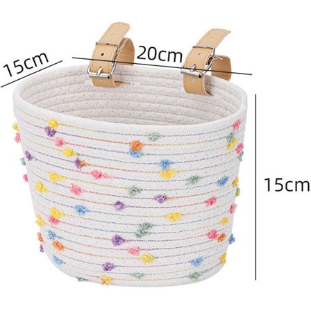 ING Sykkel Tilbehør Frontbeholder, Bomulls Tau Hengende Kurv, Flettet Sykkel Frontbeholder, Mountainbike Kurv, hvit