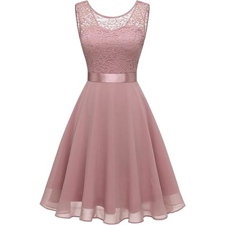 Kvinde Beskåret Blomster Blonde Brudepiger Kjole, A-Linje Flydende Festkjole Blus