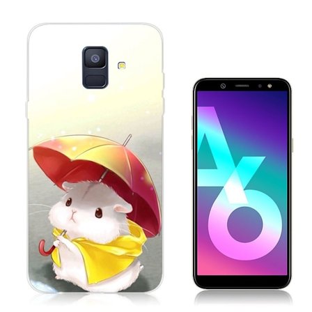 Samsung Galaxy A6 (2018) Muovinen Joustava Kuvallinen Takasuoja Kuori - Hamsteri Sateenvarjolla