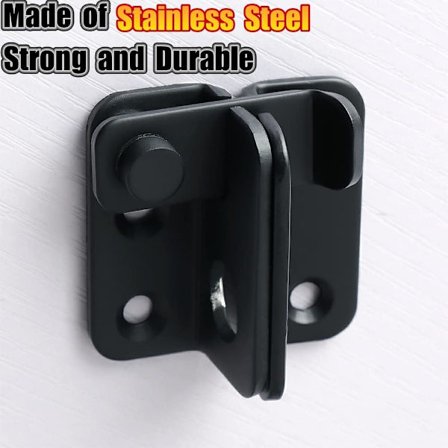 2 stk. Rustfrit Stål Mat Sort Flip Latch Portlåse Glide B