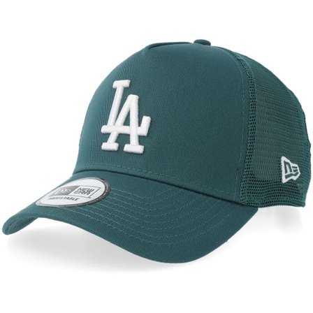New Era - MLB Grön trucker Keps - Los Angeles Dodgers League Essential Pine Green/White A-Frame Trucker @ Hatstore