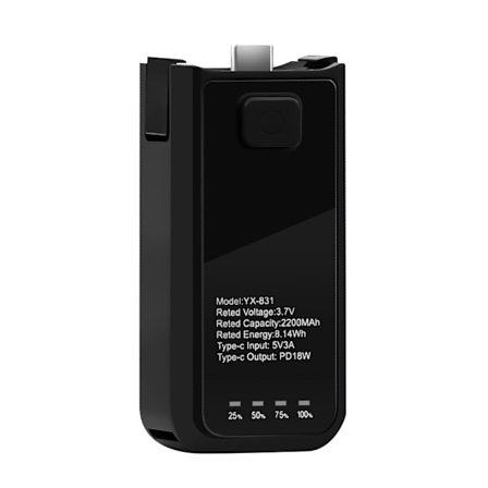 Hot-swappable Powerbank til Pocket 3-kameraer, forlænget driftstid, USB C-port, stativ