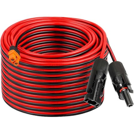 Solcelle til XT60i Kabel 12AWG 20FT Solpanel til XT60i Adapterstik XT60i-F Forlængerkabel til Bærbar Kraftstation Solcellegenerator-FF-