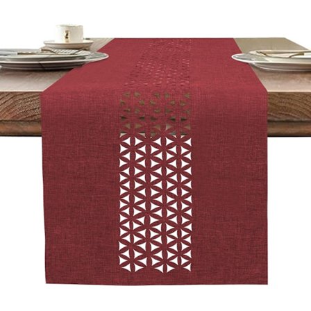 Linnedug Moderne Rød Bordløber Vasket Bordløber til Spisebord Møbel Borddekoration 35x183cm