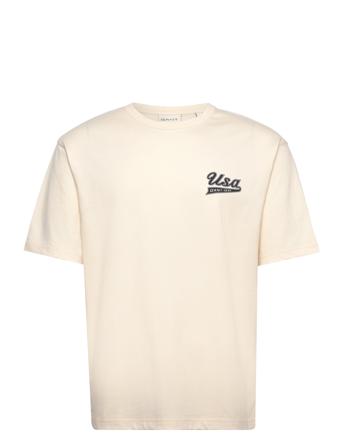 Gant Usa T-Shirt T-shirts Short-sleeved Creme GANT*Betinget Tilbud