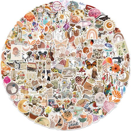 200 stk Boho-klistermærker Dekorative klistermærker Vintageetiket