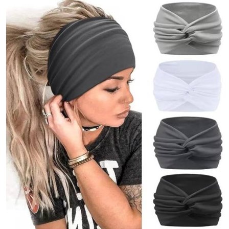Boho Pandebånd Damer 4 stk, Pandebånd / Svedbånd / Hårbånd – Brede, Flerfarvede, Svedabsorberende