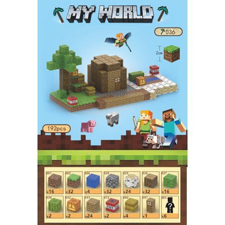 Minecraft byggklossar, inkluderar 192 sexsidiga magnetiska leksaker med 6 figurer - Perfekt