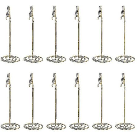 12 stk. Bordkort Holder Memo Holder Klip Foto Holder Bordnummer Holder Guld