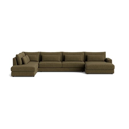 Sevilla U-Form Sofa, rechts, Modesto Dunkelgrün, modernes Design, hoher Sitzkomfort, gemütliche Polsterung, zeitloser Stil, 85cm Höhe