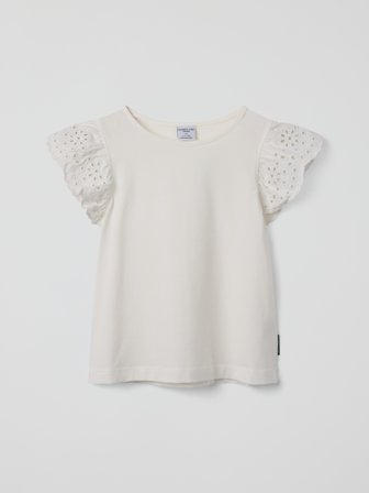 Polarn O. Pyret - Top with lace sleeves - 116 - Childrenswear - white