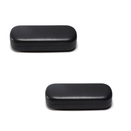 2 stk. (sort) hårdt brilleetui, PU-læder brilleetui, bærbart beskyttende brilleetui med mikrofiberklud