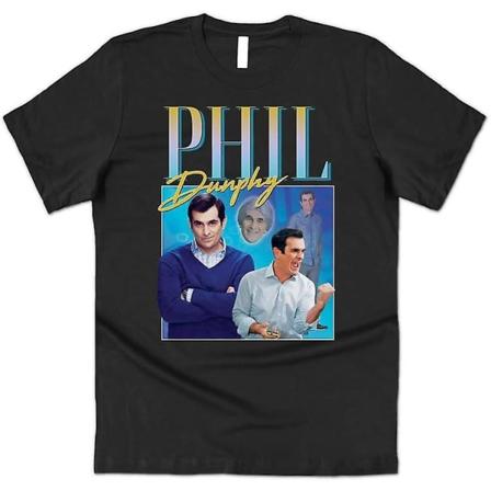 Phil Dunphy Homage Top Funny Modern TV Show Retro 90's Vintage Cam T-paita Black S