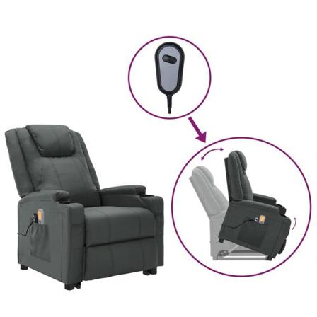 Vidaxl Massagefåtölj Med Uppresningshjälp Antracit Konstläder Antracit