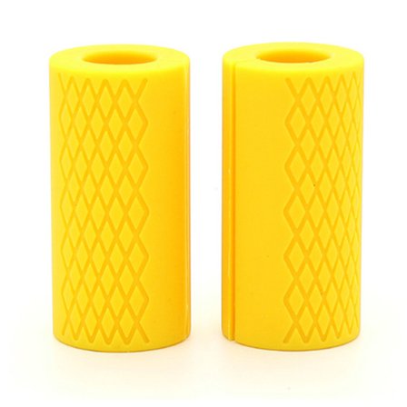 2 stk silikon vektstanggrep forhindrer skli, tykke stang hantelgrep for vektløfting muskelvekst håndstress lindring gul