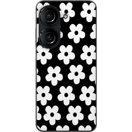 Yhteensopiva Puhelinkuori Asus Asus Zenfone 10 Mustavalkoinen kukkakuvio minimalistisessa skandinaavisessa muotoilussa, jossa voimakas kontrasti ja aj