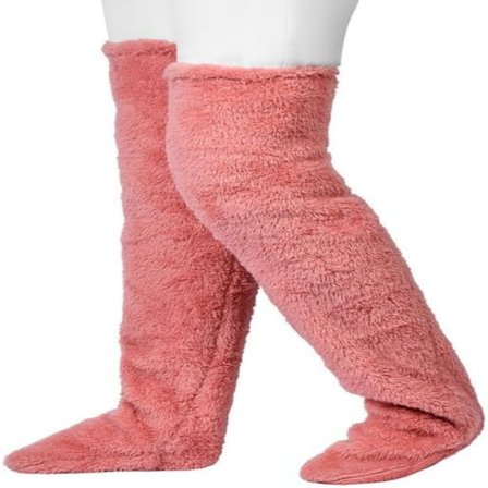 Termiske fleece-sokker for kvinner - Rosa, benvarmere, søte plysj-fødselsdagssokker, kne-sokker for hjemmebruk