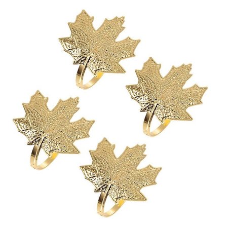 Servettring Hållare Lönnlöv Gyllene 6x5,5cm Rostfritt Stål Bordsdekoration Matbord Dekor 4st_tfrf