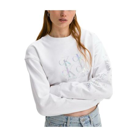 Calvin Klein, Sudadera Shine Logo Wit, Dames, Maat:L