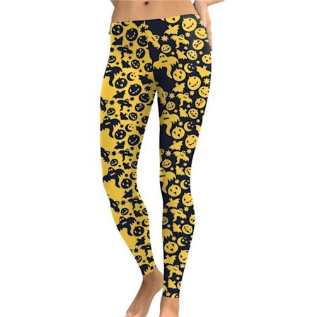 Svart Gula Leggings med figurer