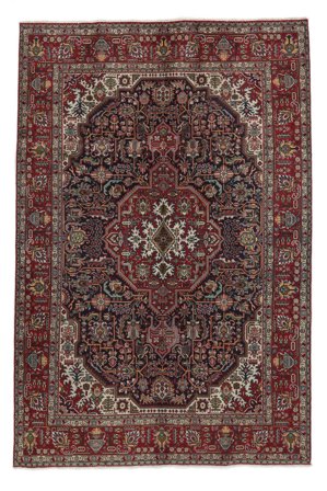 Tappeto Tabriz 195X292 Nero/Rosso Scuro (Lana, Persia)