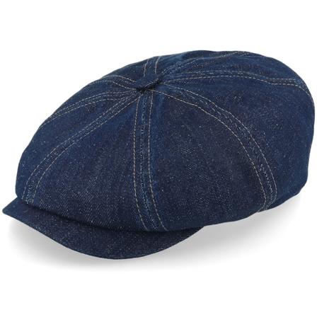 Stetson - Blauw flatcap Cap - Hatteras Sustainable Denim Blue Flat Cap @ Hatstore