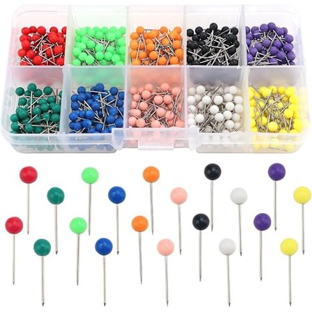 500 stk. kortnåle, plastik tegnestifter, farvede kortnåle med rundt hoved til skolearbejde, hjemmehobby, korktavle