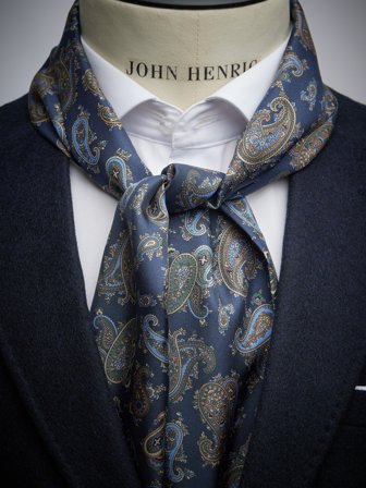 John Henric Men's Blue Silk Scarf Paisley Size Onesize
