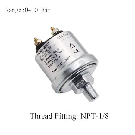 Motoroljetryckssensor med mätområde 0~5 bar /0~10 bar passande för bilbåt oljetrycksmätare M10 & NPT-1/8