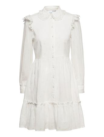 Slfbrody Ls Short Broderi Shirt Dress B White Selected Femme
