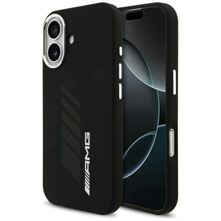 AMG MagSafe-etui i silikon i overdimensjonert Rhombs-størrelse for iPhone 17 - svart