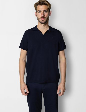 Clean Cut Copenhagen Thomas Knitted Polo - Navy - XXL