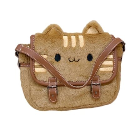 Trendig Crossbody-väska för Kvinnor Tecknad Väska Härlig Messenger-väska Plysch Handväska Katter Axelväska Shopping Dejtingväska Vit GS Khaki