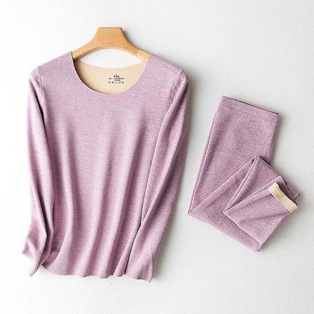 Womens Thermal Underwear Set Base Layer Fleece Lined Soft Top Bottom
