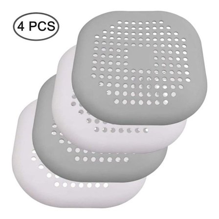 Dræn hår catcher, hår catcher brusebad afløb med sugekop, 2xwhite + 2xgrå