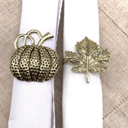 12 stk. Thanksgiving vintage gresskar lønneblad serviettringer