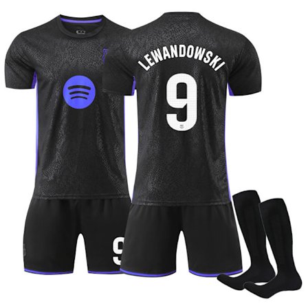 25-26 FC Barcelona Black Mamba Special Edition NO.9 LEWANDOWSKI Sæt Børn Voksen Fodboldudstyr med Sokker