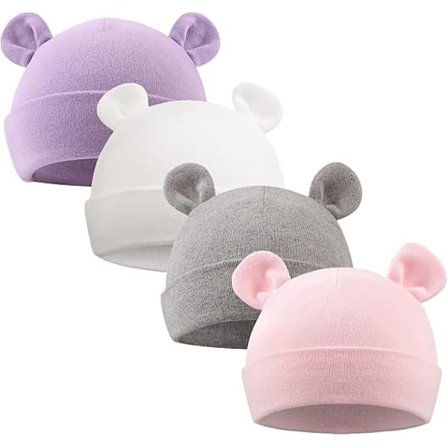 Nyfødt babyhue med bjørneører, drenge piger hue bomuldshat til børn
