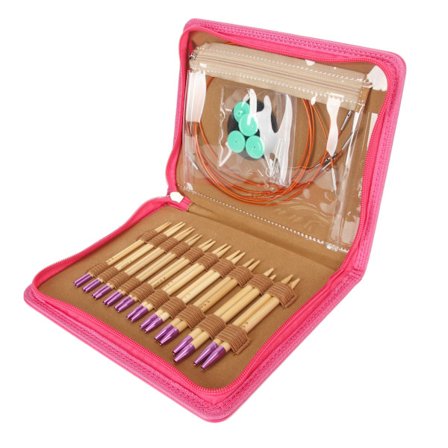 10 Par Rundstickor Utbytbara Ergonomiska Handtag Virknål Set med Förvaringsväska