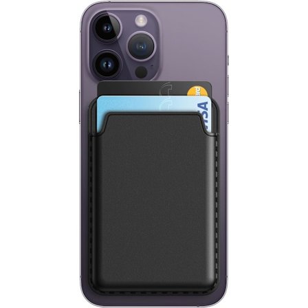 Magneettinen lompakko, yhteensopiva MagSafe-tekniikan kanssa, iPhone 16/15/14 -sarjalle, PU-puhelinkortin pidike, johon mahtuu 1–2 korttia (musta)