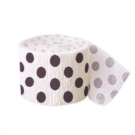 Crepebånd sorte prikker 914 cm