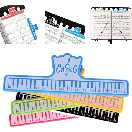 5-pakning Noteklyper for å Holde Boken Åpen Noteark Papirark Noteklyper for Notestativ Gitar Piano Fiolin Cello Fløyte Musikkinstrument