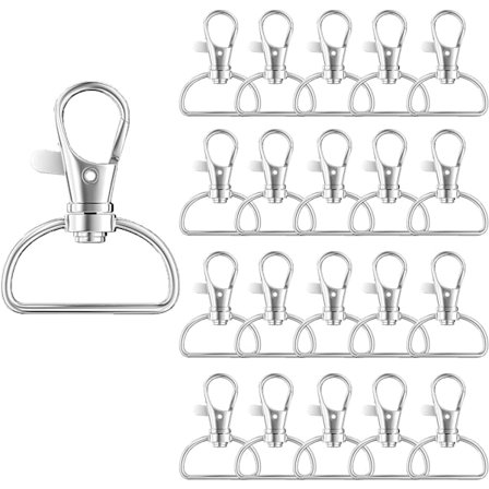 (40x30mm) 20 kpl hopeisia avaimenperiä, avaimenperät, koukku, avaimenperän pidike, pyörivä hummerilukko, Meta