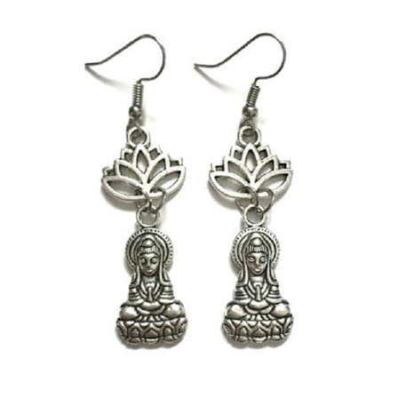 Örhängen Buddha Lotusblomma Yoga Zen Buddhism Rostfri krok