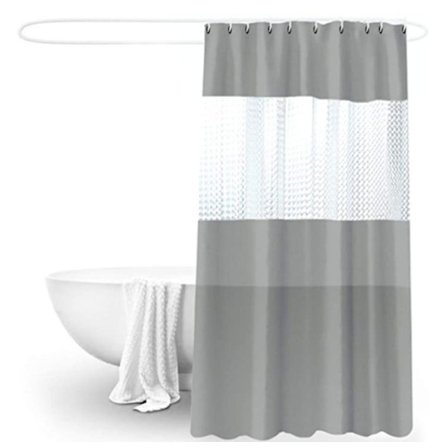 PEVA baderomsforhengsett med rustfrie maljer, maskinvaskbart vanntett dusjforheng, gjennomsiktig vindusluftirkulasjonsdesign for hjemmespa