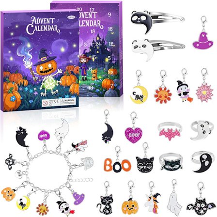Halloween Adventskalender 2025 med 24 dager unik gave, skummel slottsdesign blindboks