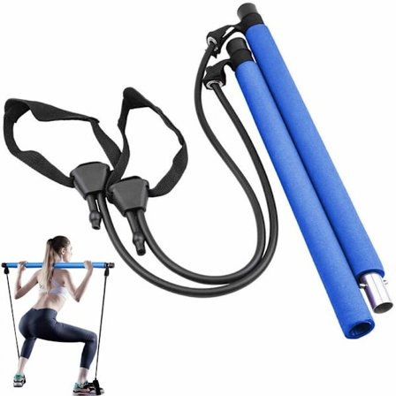 Pilates-harjoittelutikkusarja, 3-osainen kannettava kompakti joogavastusnauhat jaloille ja pakaroille, Pilates-tanko jalkaremmin kanssa koko kehon 