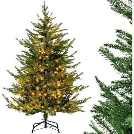 LED Juletræ 135cm COSTWAY 180 Lys Varme Hvid, 8 Belysningsindstillinger 386 Grene i PE og PVC Juledekoration