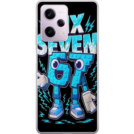 Kompatibel Mobilcover til Xiaomi Xiaomi Redmi Note 12 Pro Legelig blå illustration med tallene Six Seven i retro arcade-stil med stærk typografi og